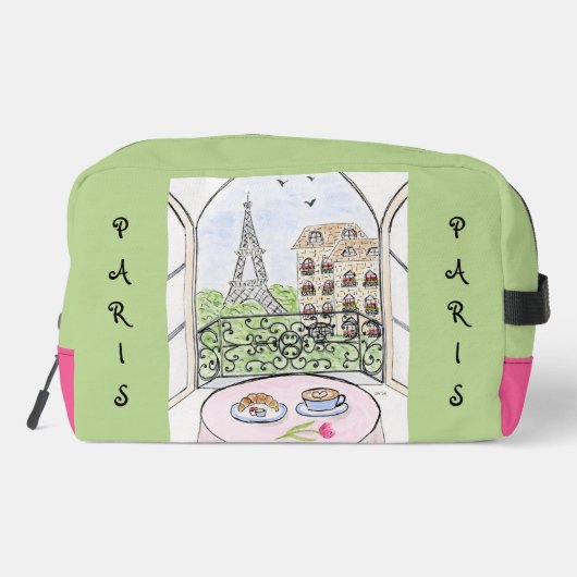 Whimsical Paris Eiffel Tower MAHJONG Zip Tile Bag ドップキット (裏面)