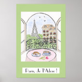 Whimsical Paris Eiffel Tower PARIS JE T'ADORE ポスター (正面)
