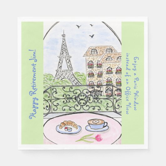 Whimsical Paris Eiffel Tower RETIREMENT Name スタンダードランチョンナプキン (正面)