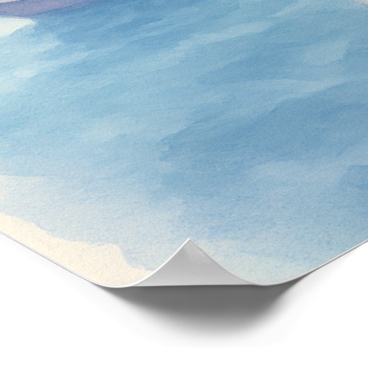 Whimsical Paris Watercolor Cityscape ポスター (角)