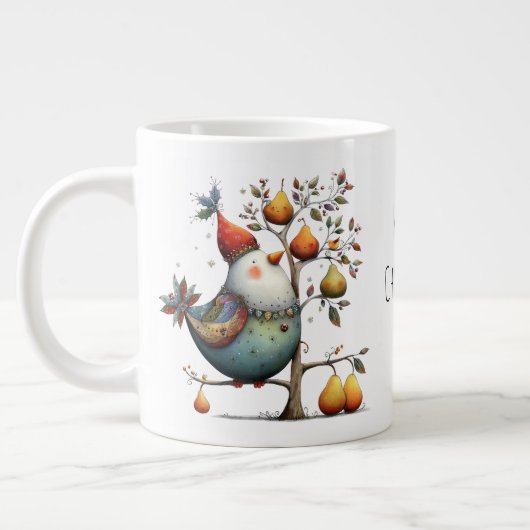 Whimsical Partridge in a Pear Tree Christmas ジャンボコーヒーマグカップ (左)