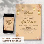 Whimsical Pastel Agate Ramadan Iftar Dinner 招待状