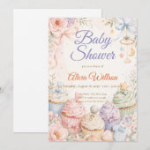 Whimsical Pastel Baby Shower 招待状 (正面/裏面)