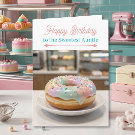 Whimsical Pastel Cake Birthday Card for an Aunt カード