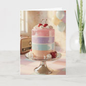 Whimsical Pastel Cake Birthday Card for my Friend カード (正面)