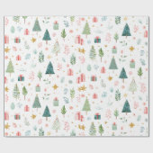 Whimsical Pastel Christmas Pattern Wrapping Paper ラッピングペーパー (フラット)