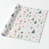 Whimsical Pastel Christmas Pattern Wrapping Paper ラッピングペーパー (アンロールド)