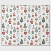 Whimsical Pastel Christmas Pattern Wrapping Paper  ラッピングペーパー (フラット)