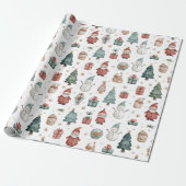 Whimsical Pastel Christmas Pattern Wrapping Paper  ラッピングペーパー (アンロールド)