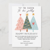 Whimsical Pastel Christmas Trees Happy Holidays シーズンカード (正面)