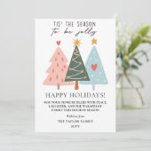 Whimsical Pastel Christmas Trees Happy Holidays シーズンカード (スタンド正面)