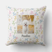  Whimsical Pastel Custom Photo Poodle Throw Pillow クッション (正面)