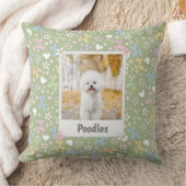  Whimsical Pastel Custom Photo Poodle Throw Pillow クッション (ブランケット)