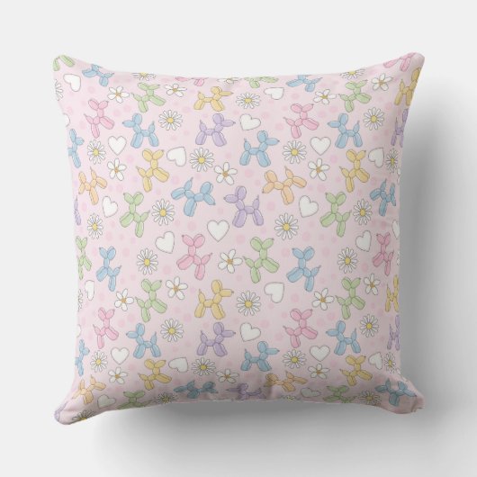  Whimsical Pastel Custom Photo Poodle Throw Pillow クッション (裏面)