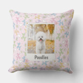  Whimsical Pastel Custom Photo Poodle Throw Pillow クッション (正面)