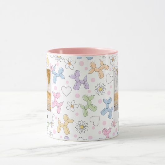  Whimsical Pastel Custom Photo Poodle Throw Pillow マグカップ (中央)