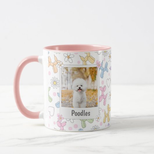 Whimsical Pastel Custom Photo Poodle Throw Pillow マグカップ (左)