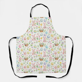 Whimsical Pastel Easter Bunny & Floral Pattern エプロン