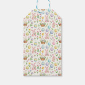 Whimsical Pastel Easter Bunny & Floral Pattern ギフトタグ (正面)