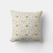 Whimsical Pastel Easter Bunny & Floral Pattern クッション (正面)