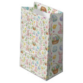 Whimsical Pastel Easter Bunny & Floral Pattern スモールペーパーバッグ (裏面アングル)