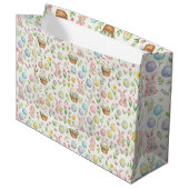 Whimsical Pastel Easter Bunny & Floral Pattern ラージペーパーバッグ (正面アングル)