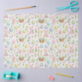 Whimsical Pastel Easter Bunny & Floral Pattern 薄葉紙 (クラフト)