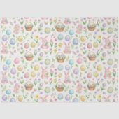 Whimsical Pastel Easter Bunny & Floral Pattern 薄葉紙 (正面)
