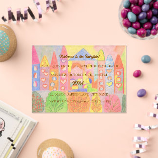 Whimsical Pastel Fairytale Castle Birthday アクリル招待状