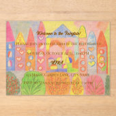 Whimsical Pastel Fairytale Castle Birthday アクリル招待状 (正面)