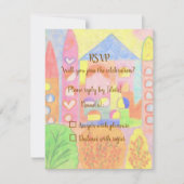 Whimsical Pastel Fairytale Castle RSVP Card (正面)