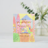 Whimsical Pastel Fairytale Castle RSVP Card (スタンド正面)