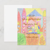 Whimsical Pastel Fairytale Castle RSVP Card (正面/裏面)