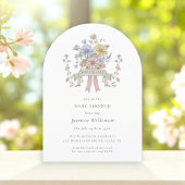 Whimsical pastel floral  Baby Shower QR code 招待状