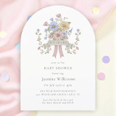 Whimsical pastel floral  Baby Shower QR code 招待状