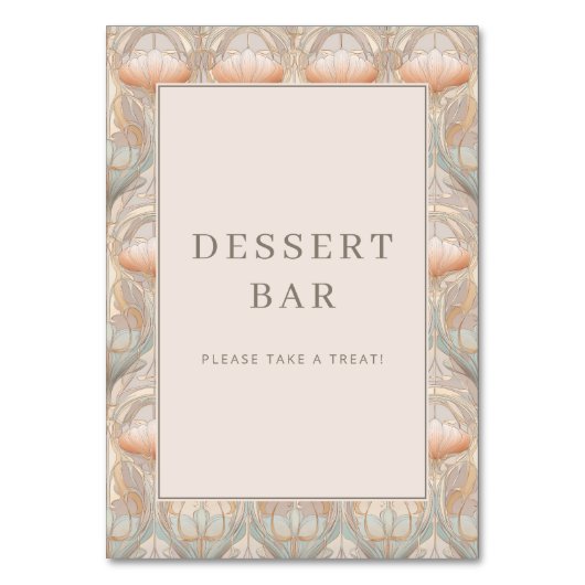 Whimsical Pastel Floral Dessert Bar Sign テーブルナンバー (裏面)