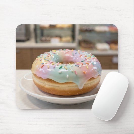Whimsical Pastel Glass Glaze Donut   マウスパッド (マウス)