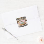 Whimsical Pastel Glass Glaze Donut Glossy   スクエアシール (封筒)