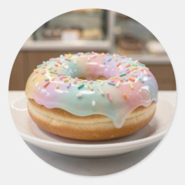 Whimsical Pastel Glass Glaze Donut Glossy   ラウンドシール