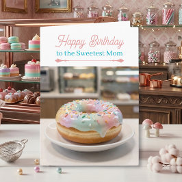 Whimsical Pastel Glass Glaze Donut Mom's Birthday カード