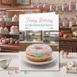 Whimsical Pastel Glass Glaze Donut Niece Birthday カード