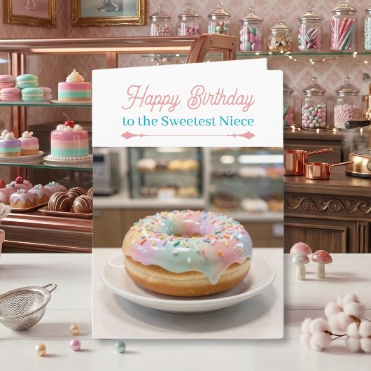 Whimsical Pastel Glass Glaze Donut Niece Birthday カード