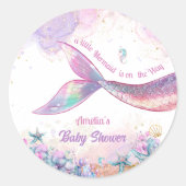 Whimsical Pastel Mermaid Undersea Girl ラウンドシール (正面)