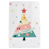 Whimsical Pastel Polka Dot Christmas Tree ミディアムペーパーバッグ (裏面)