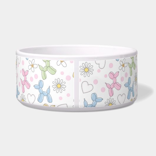 Whimsical Pastel Poodle Personalized Pet Bowl ボウル (裏面)