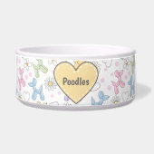 Whimsical Pastel Poodle Personalized Pet Bowl ボウル (正面)
