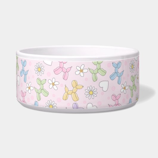 Whimsical Pastel Poodle Personalized Pet Bowl ボウル (左)