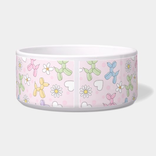 Whimsical Pastel Poodle Personalized Pet Bowl ボウル (裏面)