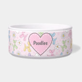 Whimsical Pastel Poodle Personalized Pet Bowl ボウル (正面)