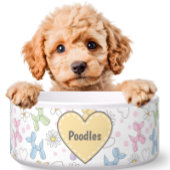 Whimsical Pastel Poodle Personalized Pet Bowl ボウル